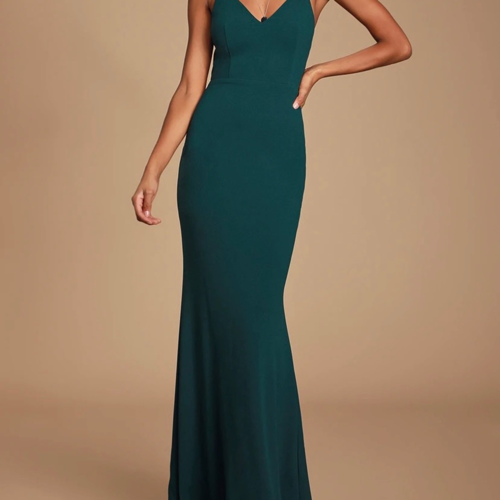 Moments Of Bliss Forest Green Backless Mermaid Maxi Dress